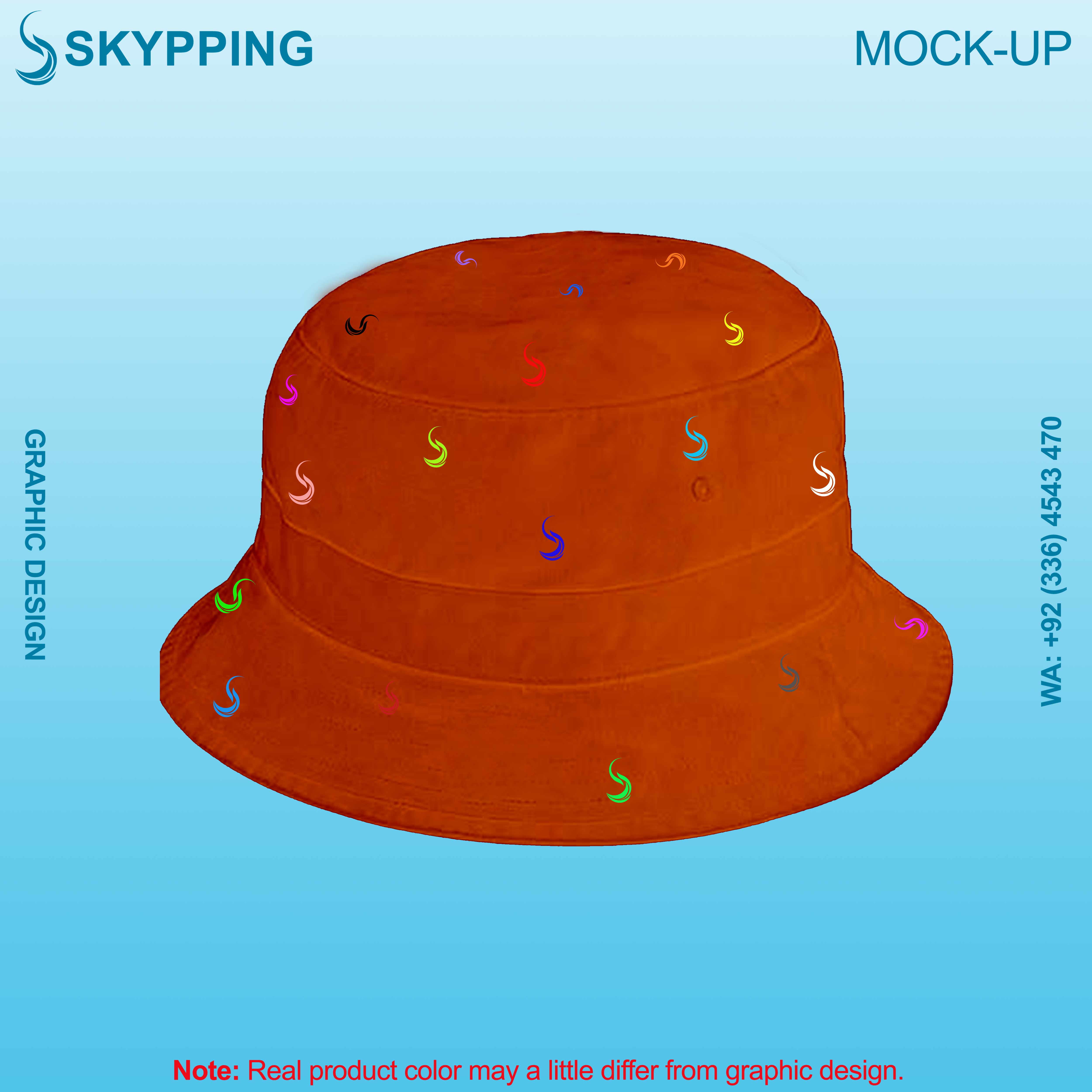 Bucket Hat - Boonie Hat with multiple colored logo in embroidery with denim fabric